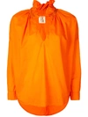 A SHIRT THING A SHIRT THING RUFFLE NECK SHIRT - ORANGE