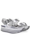 HOGAN MAXI H222 SANDALS IN SILVER LEATHER,HXW2940AA40 SV0B200