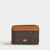 MICHAEL MICHAEL KORS MICHAEL MICHAEL KORS |  Zipped Around Coin Card Case in Black Leather