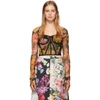 DOLCE & GABBANA DOLCE AND GABBANA MULTICOLOR FLORAL TULLE LONG SLEEVE BUSTIER BLOUSE