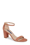 Stuart Weitzman Women's Nearly Nude Block Heel Sandals In Desert Rose Suede