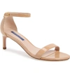 Stuart Weitzman Nunaked Straight Patent Leather Sandals In Adobe Patent