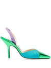 ATTICO ATTICO MARA COLOUR-BLOCK SLINGBACK PUMPS - 绿色