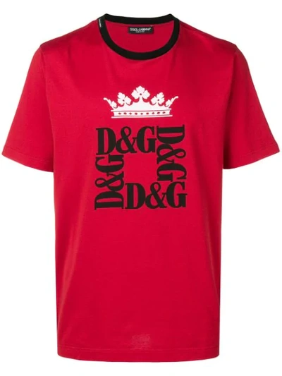 Dolce & Gabbana Dolce And Gabbana Red Crown Logo T-shirt In Rosso