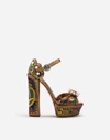 DOLCE & GABBANA PLATFORM SANDALS IN LUREX JACQUARD WITH EMBROIDERY