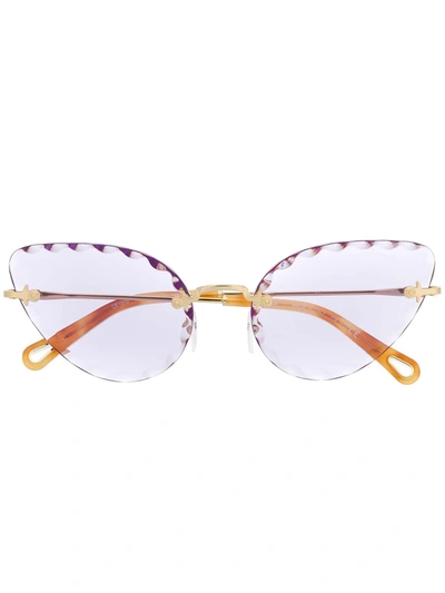 Chloé Rosie Gold-tone Cat Eye Sunglasses In Purple