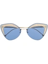 FENDI FENDI EYEWEAR BLUE CAT EYE SUNGLASSES - GOLD