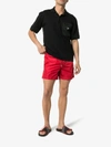Moncler Logo Patch Swimming Shorts In Red