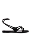 Saint Laurent Gia Wrap-around Suede Sandals In Black