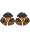 SILVIA FURMANOVICH SCULPTURAL BOTANICAL CARVED WOOD FLOWER EARRINGS