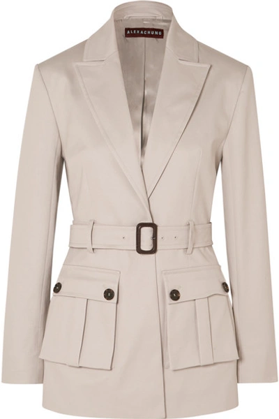 Alexa Chung Belted Cotton-blend Drill Blazer In Stone