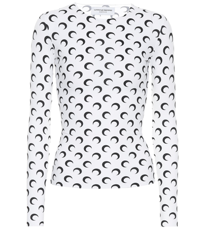 Marine Serre Crescent Moon-print Jersey Top In White