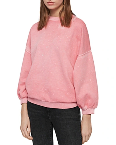 Allsaints Storn Splatter Sweatshirt In Pink