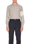 Thom Browne 4-bar Straight Fit Chambray Button-down Shirt In Medium Grey