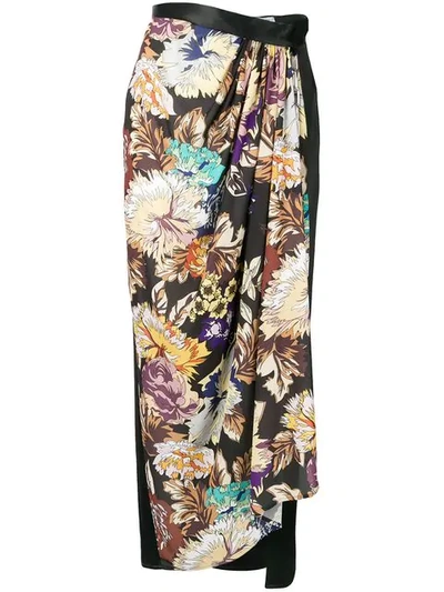 Act N°1 Floral Draped Skirt - 黑色 In Black