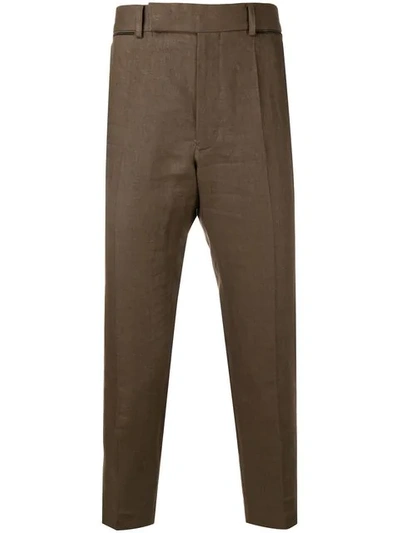 Haider Ackermann Cropped Linen Trousers - 棕色 In Brown