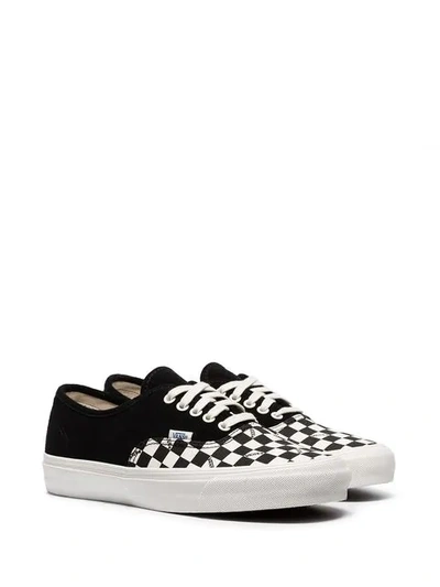 Vans Black Og Authentic Check Print Suede Low In Black/check