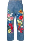 JUNYA WATANABE FLORAL-EMBROIDERED JEANS