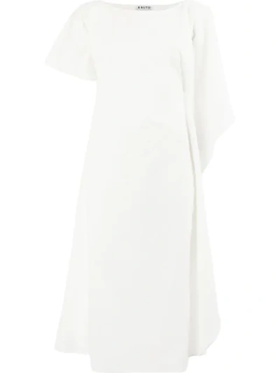 Aalto 不对称连衣裙 - 白色 In White