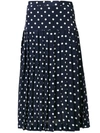 ALESSANDRA RICH ALESSANDRA RICH POLKA DOT PLEATED SKIRT - BLUE