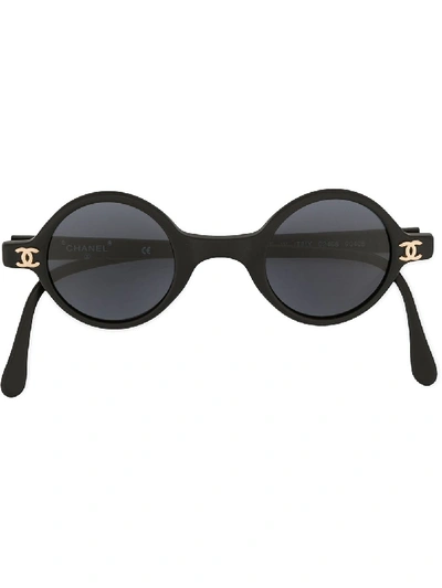 Pre-owned Chanel 1990s Cc Round-framed Sunglasses In Black