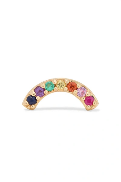 Andrea Fohrman Single Row Rainbow 14-karat Gold Multi-stone Earring