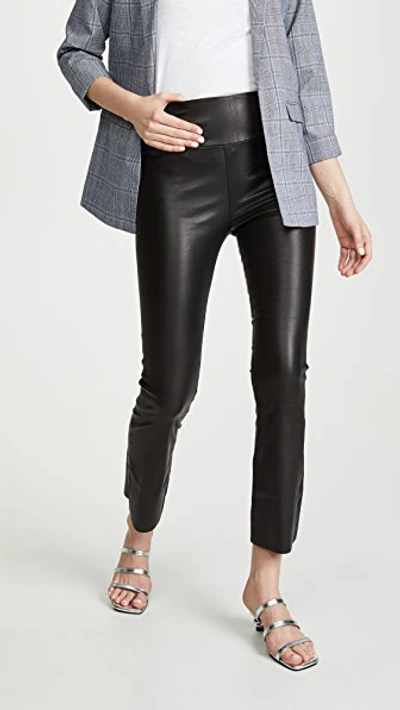 SPRWMN LEATHER CROP FLARE LEGGINGS BLACK,SPRWM30024