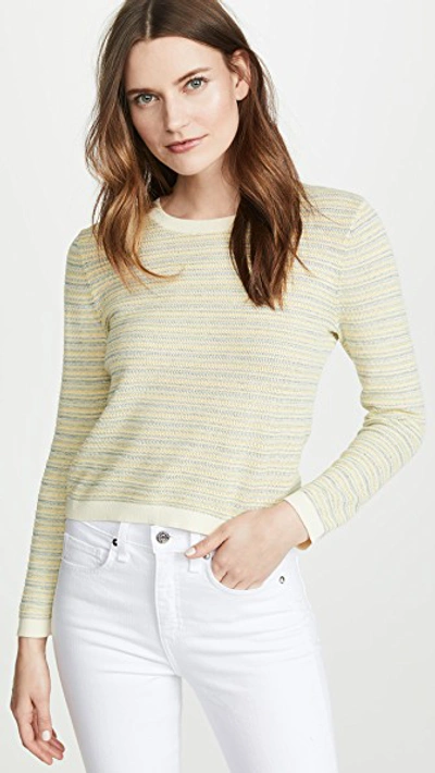 Veronica Beard Boise Striped Bracelet-sleeve Sweater In Yellow Multi