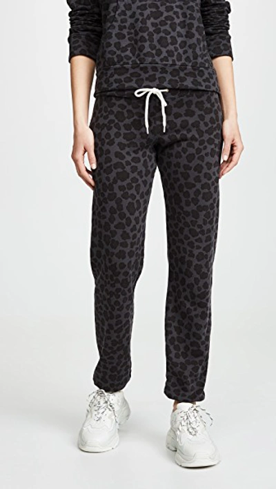 Monrow Leopard Vintage Sweatpants In Vintage Black
