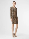 BURBERRY Leopard Print Stretch Jersey Mini Dress