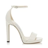 JIMMY CHOO MISTY 120 Latte Patent Leather Platform Sandals,MISTY120PAT S