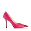 JIMMY CHOO LOVE 100 Hot Pink and Red Asymmetric Nappa and Patent Leather Point-Toe Pumps,LOVE100ZYZ S