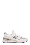 NEW BALANCE LEATHER AND CANVAS WHITE X90 SNEAKERS,10896476