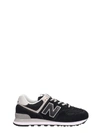 NEW BALANCE SUEDE AND CANVAS 574 BLACK SNEAKERS,10896466
