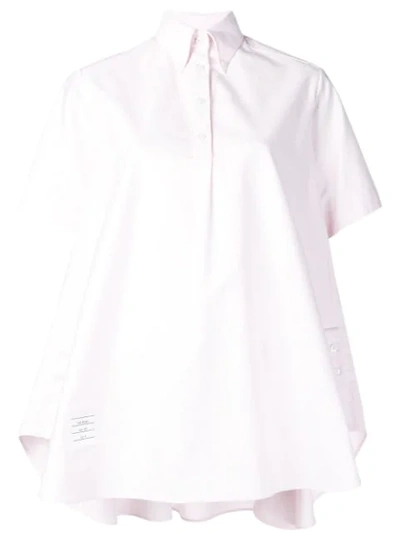 Thom Browne Short-sleeve Oxford Shirt Dress In Pink
