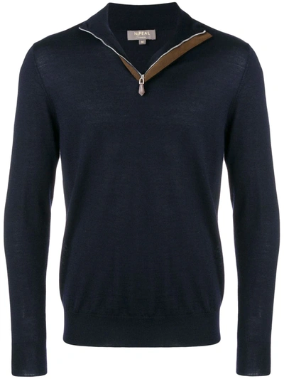 N•peal The Regent Half-zip Jumper In Blue