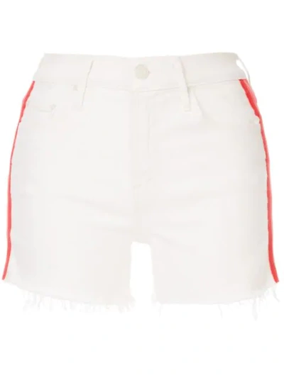 Mother The Sinner Denim Shorts W/ Side Bands In Whipping The Cream Pink Racer
