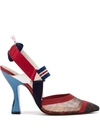 FENDI FENDI ZUCCA SPORTS BAND SLINGBACK PUMPS - 红色