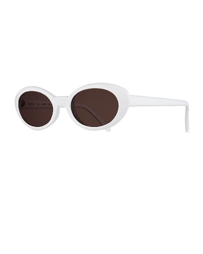 Illesteva Seattle Oval Acetate Sunglasses In White
