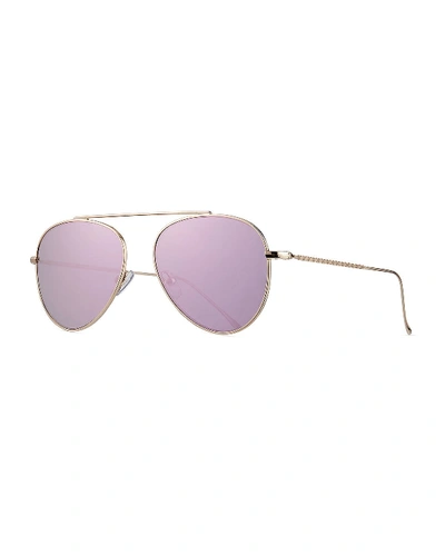 Illesteva Dorchester Mirrored Aviator Sunglasses In Rose