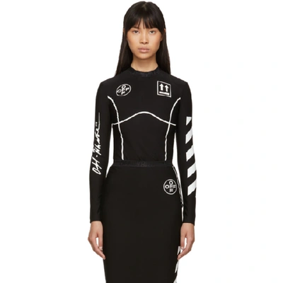 Off-white Diagonal-striped Graphic Long Sleeve Top, Black