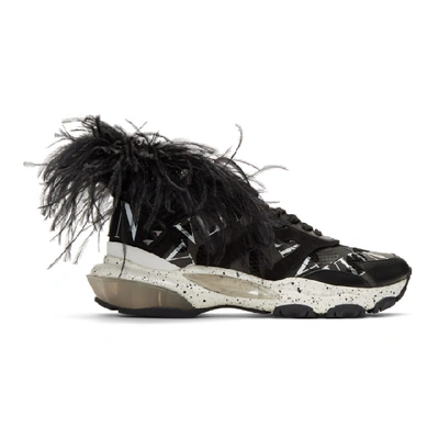 Valentino Garavani Vltn Bounce Trainers With Feathers In Black