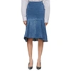 Balenciaga 3d Molded Flare Hem Denim Midi Skirt In 9018 Md Blu