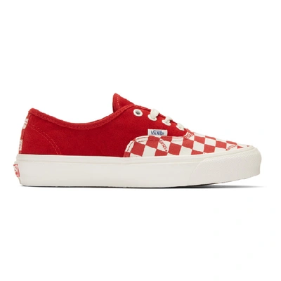 Vans Red Authentic Check Low-top Suede Sneakers