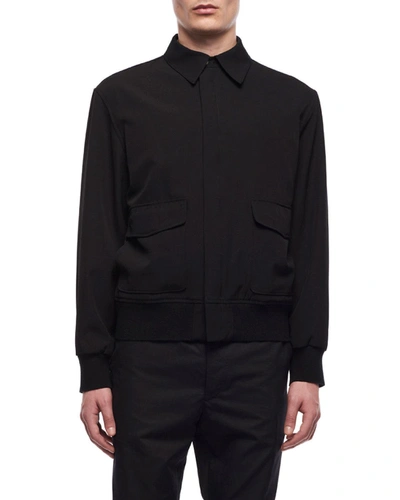 The Row Wes Virgin Wool-blend Twill Bomber Jacket In Black