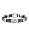 Lagos Sterling Silver Black Caviar Diamond & Black Ceramic Station Bracelet In Black