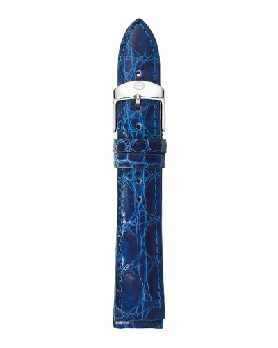 Michele Crocodile Leather Watch Strap, 16mm In Blue