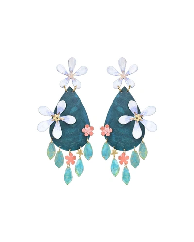 We Dream In Colour Night Garden Blossom Drop Earrings In Multi