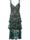 TADASHI SHOJI FLOWER APPLIQUÉ MIDI DRESS