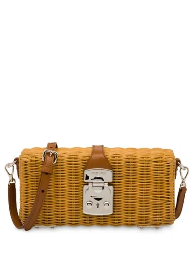 Miu Miu Wicker Clutch In Brown